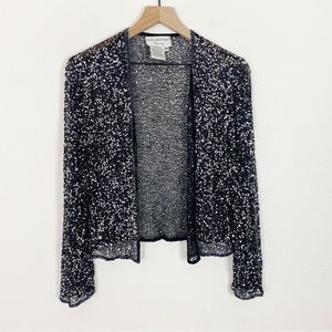 Vintage Papell Boutique Evening Sheer Silk Sequins Beaded Jacket Medium Petite